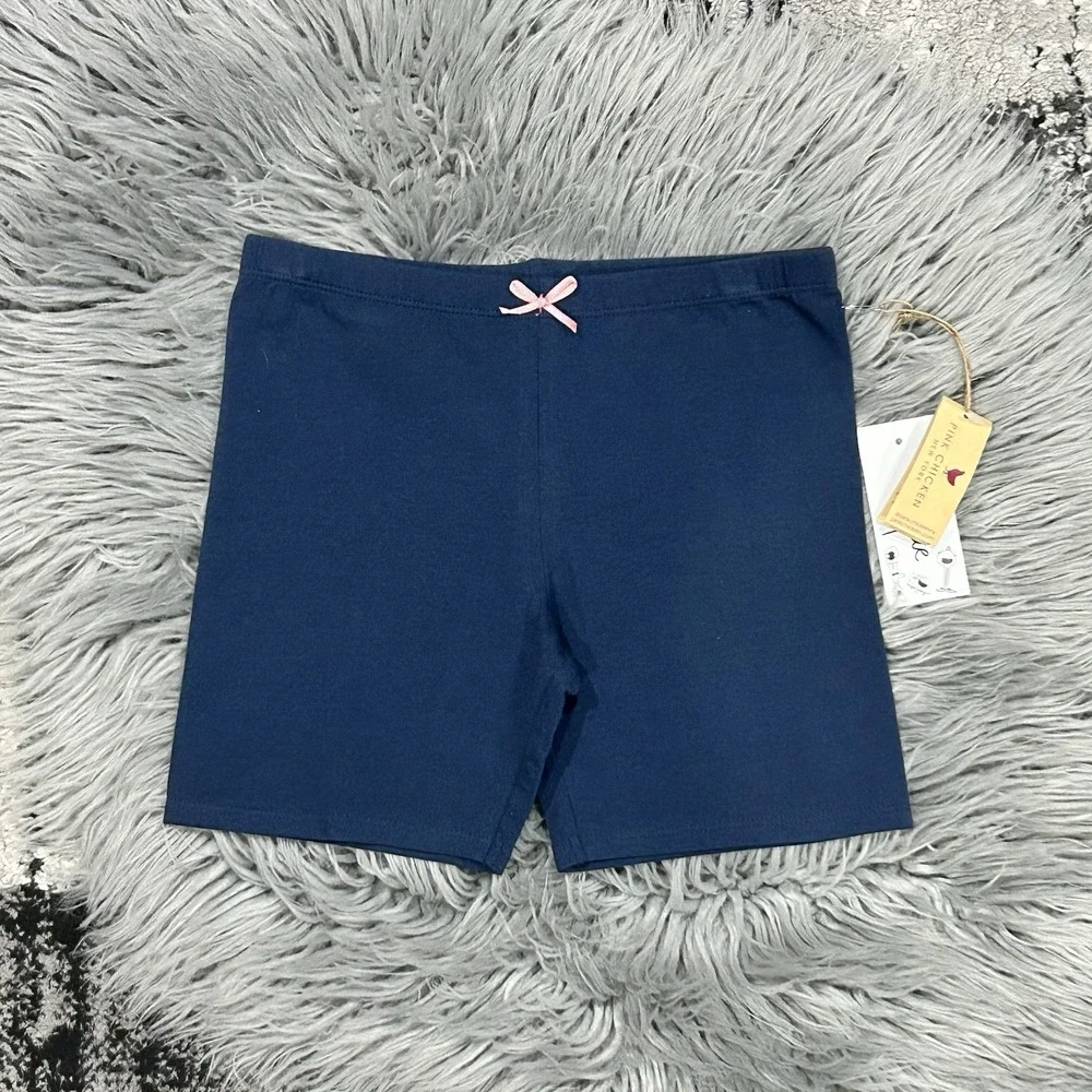 Pink Chicken Girls Organic Navy Blue Bike Shirts Size 14Y NEW